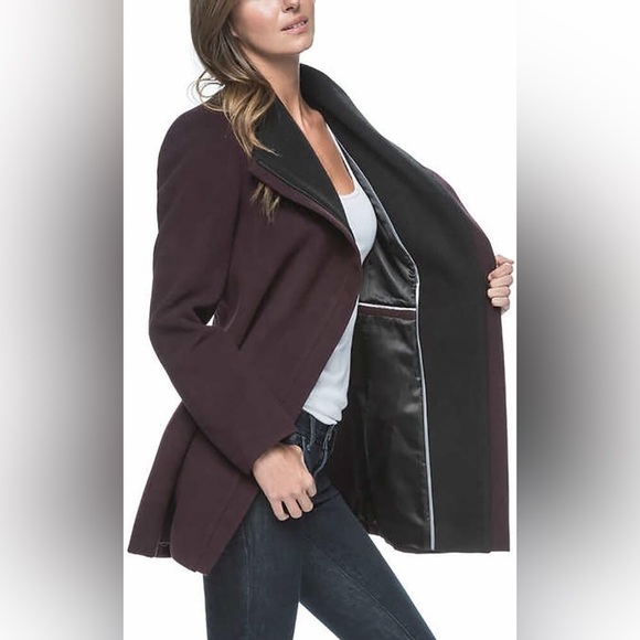 Andrew Marc Women's Asymmetrical Zip Wing Collar Long Coat - Picture 5 of 5